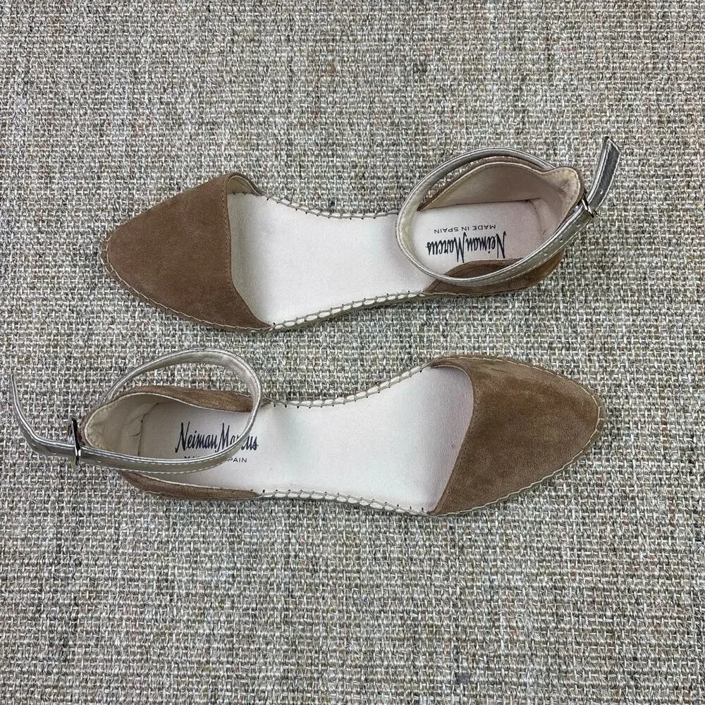 🌿 Neiman Marcus Beige Suede Espadrille Flat|  40/ US 9.5 | Euro Summer\Old Money